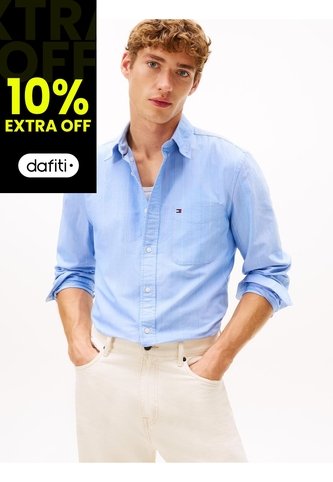 Camisa Azul Oxford Regular De Raya Diplomática Tommy Hilfiger Tommy Hilfiger
