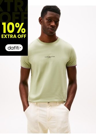 Camiseta Verde De Punto Con Corte Slim Tommy Hilfiger Tommy Hilfiger
