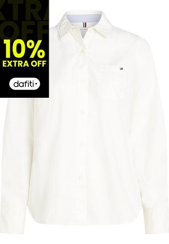 Camisa Blanca Oxford Manga Larga Con Logo Tommy Hilfiger Tommy Hilfiger