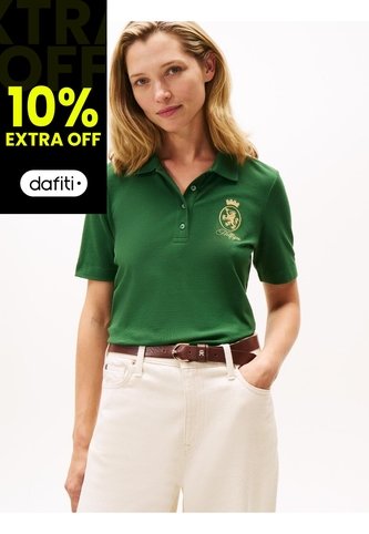 Polo Verde De Corte Regular Con Escudo Bordado Tommy Hilfiger Tommy Hilfiger