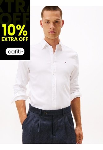 Camisa Blanca Slim De Hilo Teñido Tommy Hilfiger Tommy Hilfiger