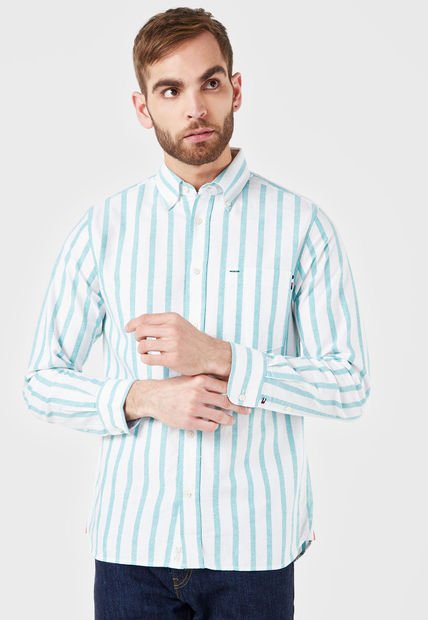 Camisa Blanco-Verde Menta Tommy Hilfiger