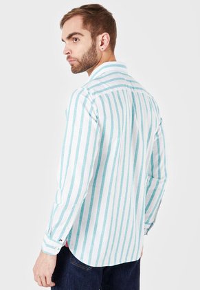 Camisa Blanco-Verde Menta Tommy Hilfiger