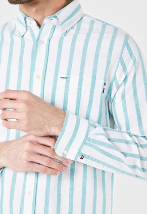 Camisa Blanco-Verde Menta Tommy Hilfiger