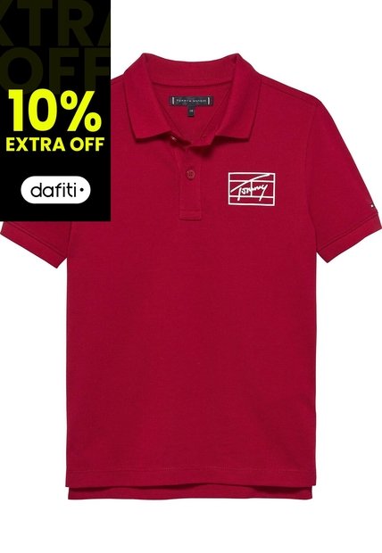 Polo Rojo Varsity Con Logo Gráfico Tommy Hilfiger