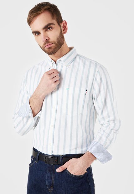 Camisa Blanco-Azul Tommy Hilfiger
