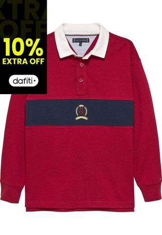 Polo Rojo De Manga Larga Con Escudo TH Tommy Hilfiger Tommy Hilfiger