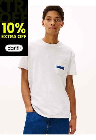 Camiseta Gris Slim De Cuello Redondo Con Logo Tommy Jeans Tommy Hilfiger