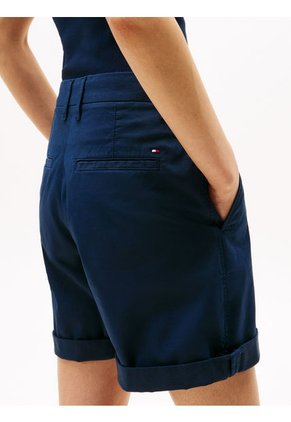 Bermudas Azul Chino Mom Con Vuelta Tommy Hilfiger
