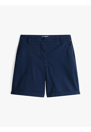Bermudas Azul Chino Mom Con Vuelta Tommy Hilfiger