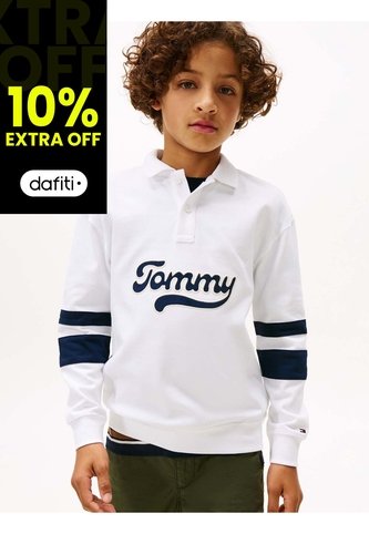 Polo Blanco Varsity De Manga Larga Con Aplicación Tommy Hilfiger Tommy Hilfiger
