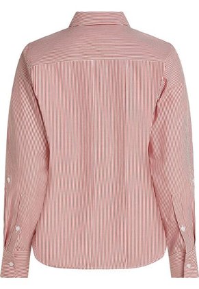 Camisa Roja Poplin A Rayas Con Logo Tommy Hilfiger