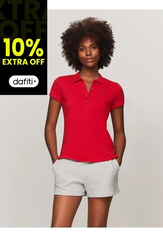 Polo Rojo De Corte Slim Con Logo Tommy Hilfiger Tommy Hilfiger