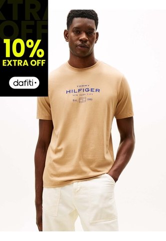 Camiseta Marrón De Cuello Redondo Con Logo Tommy Hilfiger Tommy Hilfiger