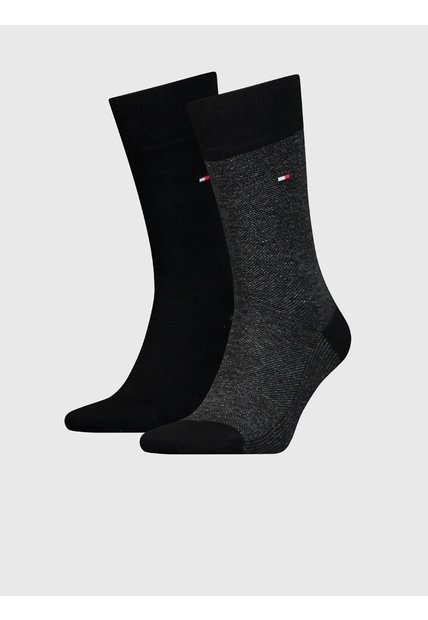 Pack Negro De 2 Medias Con Logo Tommy Hilfiger