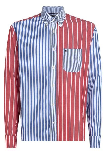Camisa Roja Flex Poplin De Corte Regular Tommy Hilfiger