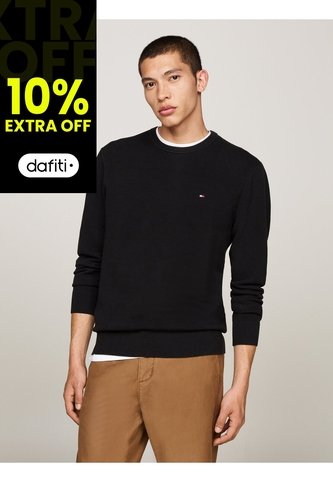Saco Negro De Punto Texturizado Y Cuello Redondo Tommy Hilfiger Tommy Hilfiger