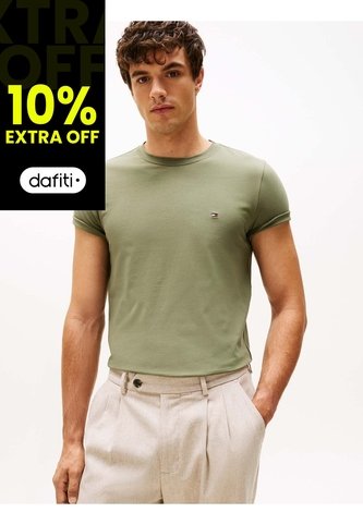 Camiseta Verde De Cuello Redondo Y Corte Extra Slim Tommy Hilfiger Tommy Hilfiger