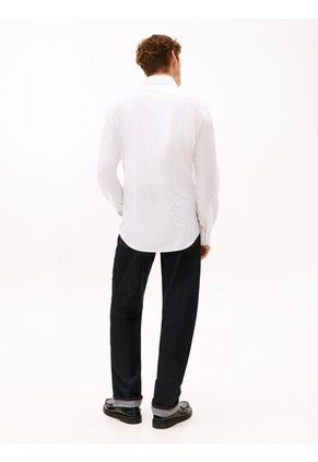 Camisa Blanca Slim Flex Con Textura Dobby Tommy Hilfiger