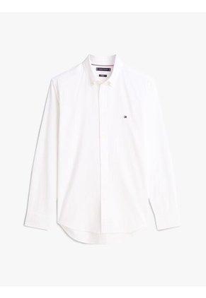 Camisa Blanca Slim Flex Con Textura Dobby Tommy Hilfiger