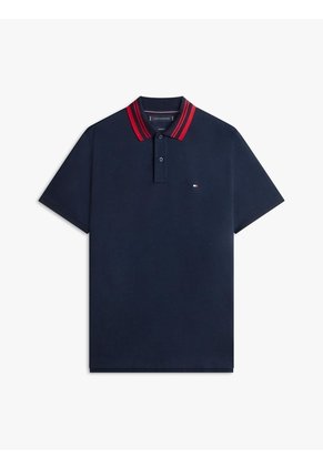 Polo Azul Jacquard Con Tejido Ribeteado Tommy Hilfiger