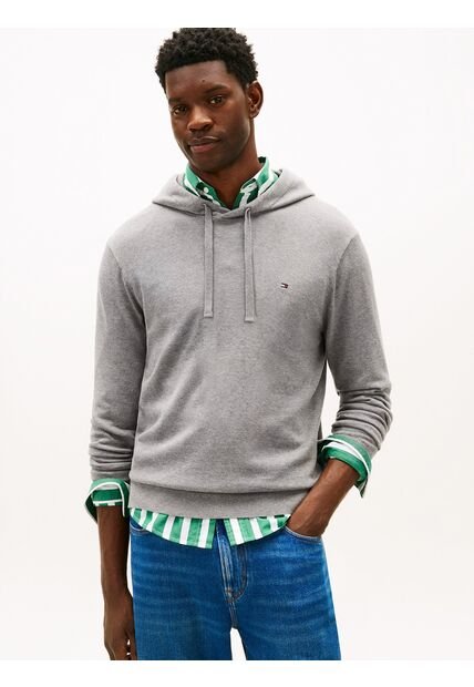 Buzo Gris Con Capota, Cordón Y Logo Tommy Hilfiger