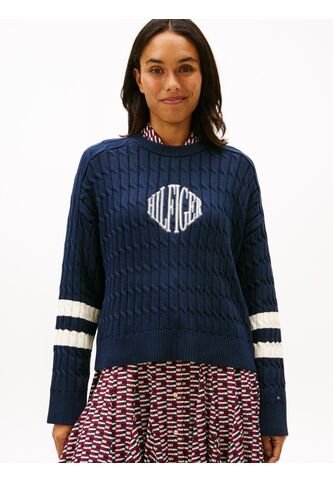 Saco Azul De Cuello Redondo Con Logo Script Gráfico Tommy Hilfiger Tommy Hilfiger