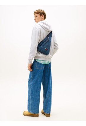 Bolso Celeste Cruzado Denim Con Logo Tommy Hilfiger