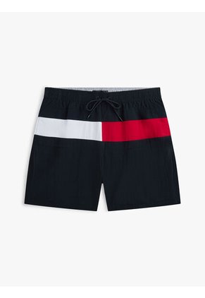 Traje Azul Marino De Baño De Medio Largo Con Logo Tommy Hilfiger