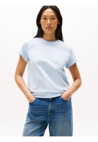 Camiseta Celeste De Cuello Redondo Con Logo Bordado Tommy Hilfiger Tommy Hilfiger