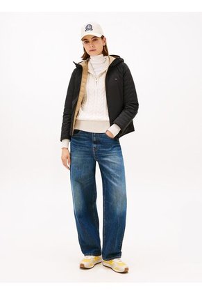 Chaqueta Negra Ligera Con Logo Tommy Hilfiger