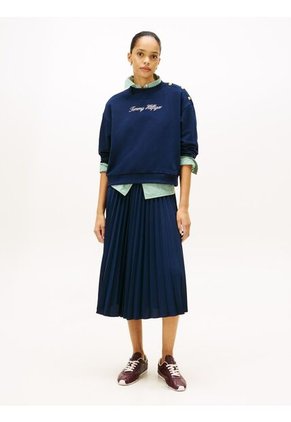 Saco Azul De Felpa Con Logo Script Y Botones Decorativos Tommy Hilfiger