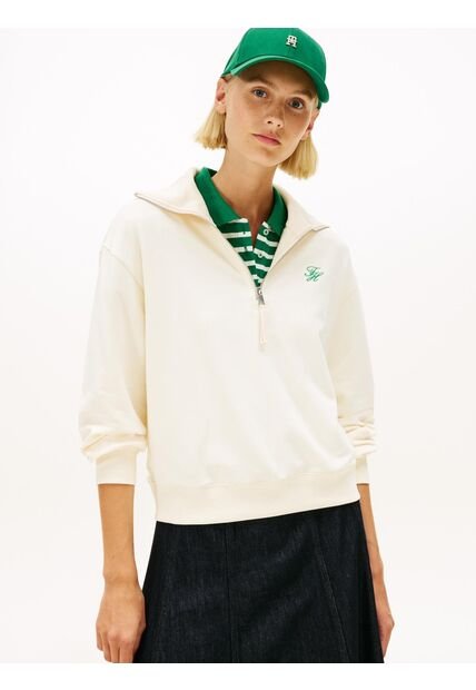 Saco Blanco Con Cierre De Media Cremallera Con Logo Script Tommy Hilfiger