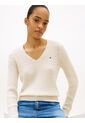 Saco Blanco De Punto Trenzado Con Cuello En V Tommy Hilfiger de Tommy Hilfiger