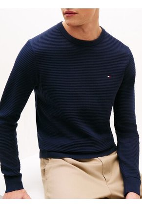 Saco Azul De Punto Texturizado Tommy Hilfiger
