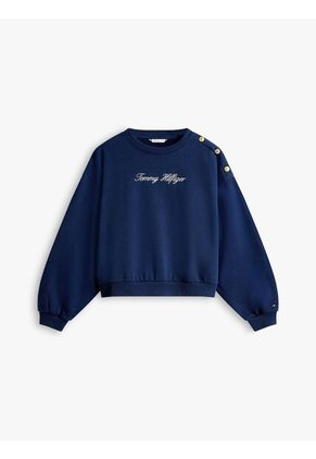 Saco Azul De Felpa Con Logo Script Y Botones Decorativos Tommy Hilfiger