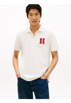 Polo Blanco De Corte Regular Con Logo Gráfico Tommy Hilfiger
