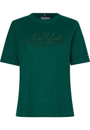 Camiseta De Cuello Redondo Con Logo Bordado Mujer Verde Tommy Hilfiger