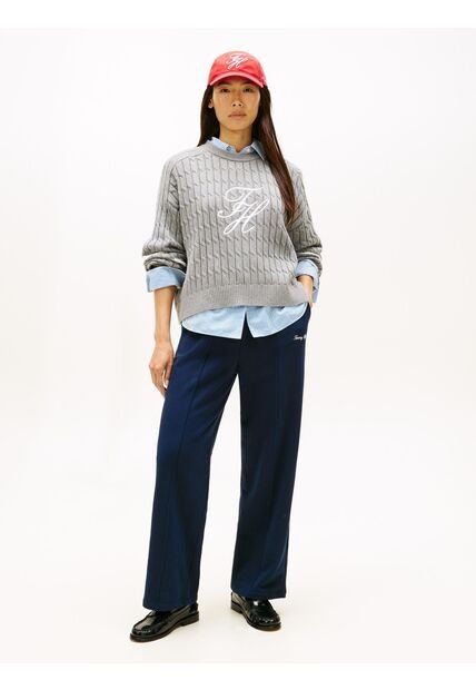 Pantalón Azul De Chándal De Felpa Con Logo Script Tommy Hilfiger