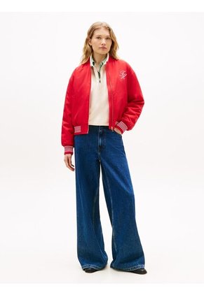 Chaqueta Roja Bomber Con Logo Script Tommy Hilfiger