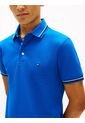Polo Celeste Ribeteado De Corte Slim Tommy Hilfiger de Tommy Hilfiger