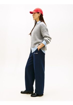 Pantalón Azul De Chándal De Felpa Con Logo Script Tommy Hilfiger