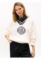 Saco Blanco De Felpa Con Cuello En V Tommy Hilfiger de Tommy Hilfiger