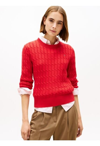 Saco Rojo De Punto Con Cuello Redondo Tommy Hilfiger
