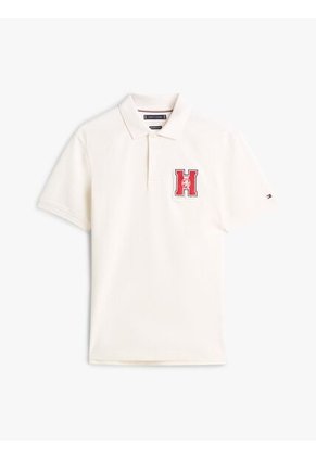 Polo Blanco De Corte Regular Con Logo Gráfico Tommy Hilfiger