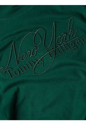 Camiseta De Cuello Redondo Con Logo Bordado Mujer Verde Tommy Hilfiger