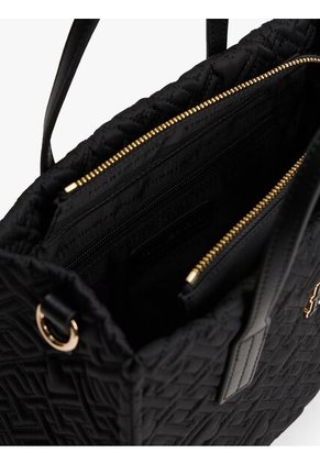 Bolso Negro Mini Tote Con Texturizado Monograma TH Tommy Hilfiger