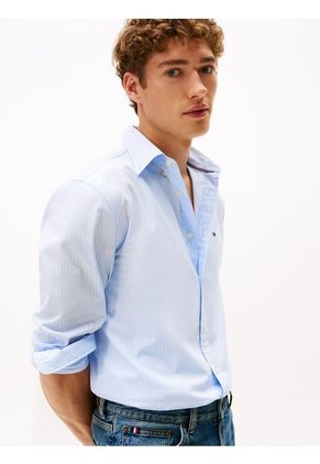 Camisa Celeste De Popelín De Corte Regular Tommy Hilfiger