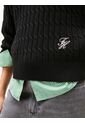 Saco Negro Con Cierre De Cremallera De 1/2 Con Tejido Cableado Tommy Hilfiger de Tommy Hilfiger