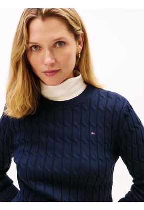 Saco Azul De Punto Con Cuello Redondo Tommy Hilfiger